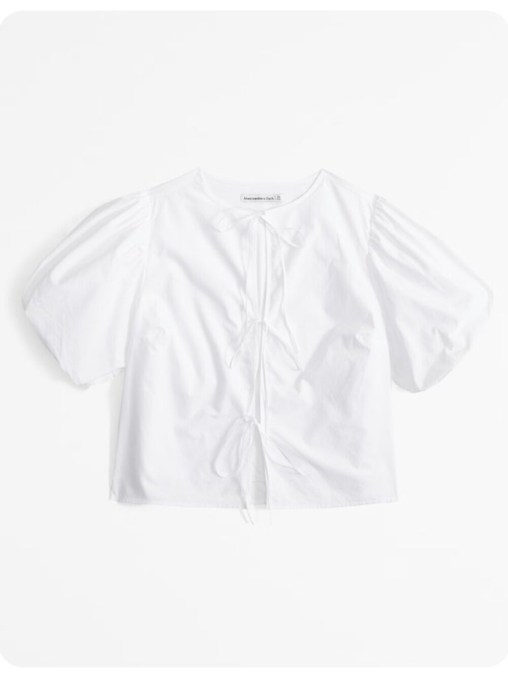 Abercrombie & Fitch White Tie-Front Short Puff Sleeve Top sz XL